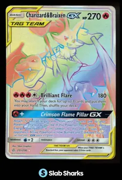 2019 POKEMON SUN & MOON COSMIC ECLIPSE #251/236 CHARIZARD BRAIXEN TAG TEAM GX - Image 1