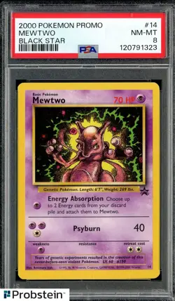 2000 Pokemon Promo Black Star #14 Mewtwo PSA 8 NM-MT - Image 1
