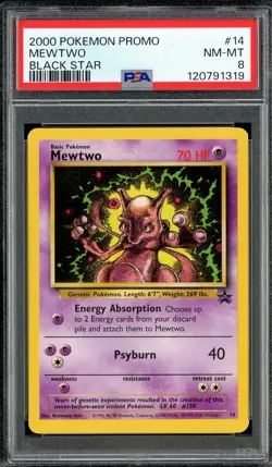 2000 Pokemon Promo Black Star #14 Mewtwo PSA 8 NM-MT - Image 1
