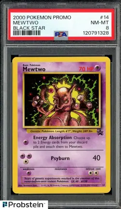 2000 Pokemon Promo Black Star #14 Mewtwo PSA 8 NM-MT - Image 1