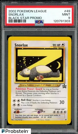 2002 Pokemon League Black Star Promo #49 Snorlax PSA 9 MINT - Image 1