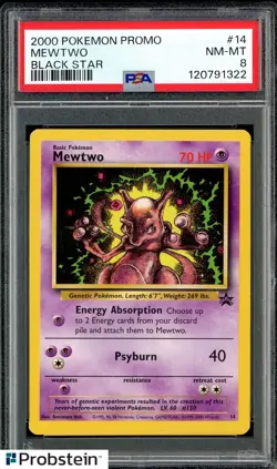 2000 Pokemon Promo Black Star #14 Mewtwo PSA 8 NM-MT - Image 1