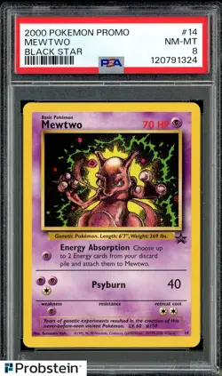 2000 Pokemon Promo Black Star #14 Mewtwo PSA 8 NM-MT - Image 1