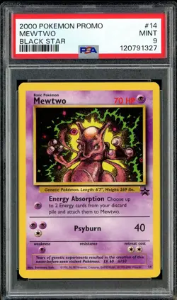 2000 Pokemon Promo Black Star #14 Mewtwo PSA 9 MINT - Image 1