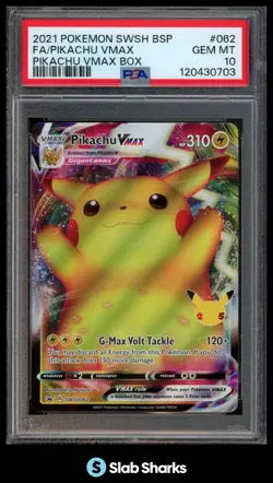 2019 POKEMON SWSH BLACK STAR PROMOS #SWSH062 PIKACHU VMAX FULL ART PSA 10 - Image 1