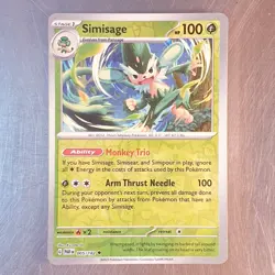 2023 Pokemon Scarlet Violet Paradox Rift Reverse HOLO Simisage Card 005/182 - Image 1