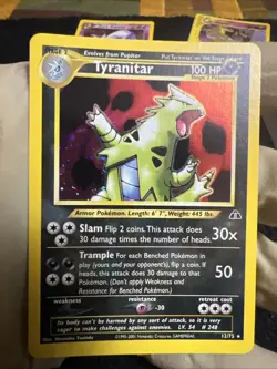 Pokemon TCG Tyranitar Neo Discovery Holo Card 12/75 Unlimited Rare - Image 1