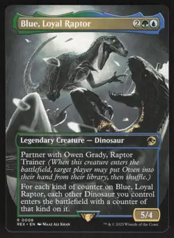 MTG Blue, Loyal Raptor (Borderless) R Universes Beyond: Jurassic World 8 - Image 1