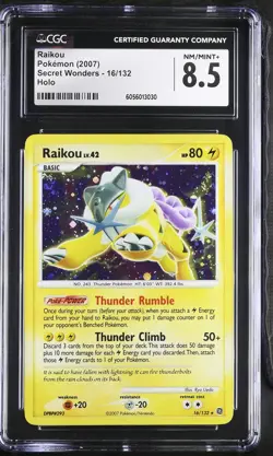 CGC 8.5 Raikou 2007 Secret Wonders 16/132 Holo SWIRLS Pokemon Card - Image 1