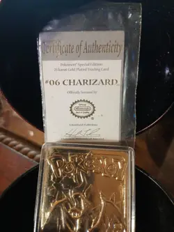 23K Gold Plated CHARIZARD Trading Card 1999 Burger King Pokemon Ball - Image 2