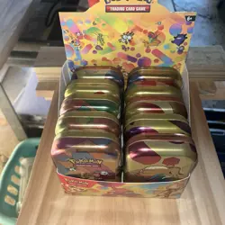 Pokemon 151 TCG Display EMPTY Mini Tins With Coins And Art Card Complete Set - Image 1