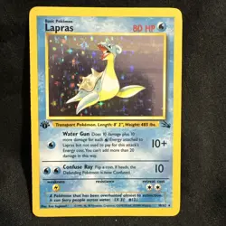 Pokemon TCG Lapras Fossil Holo Unlimited Rare Card 10/62 Vintage - Image 1