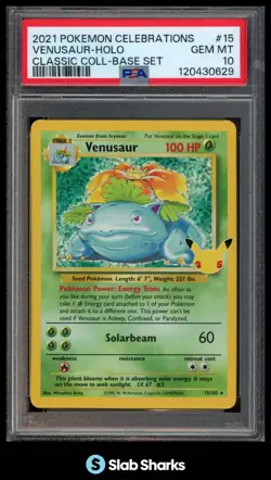 2021 POKEMON CELEBRATIONS #15/102 VENUSAUR HOLO BASE SET CLASSIC COLL. PSA 10 - Image 1