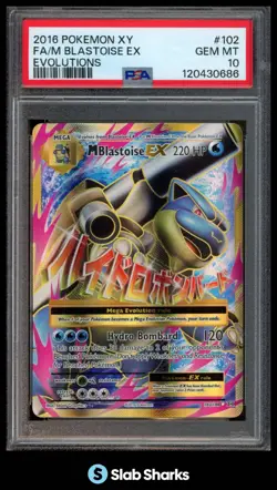 2016 POKEMON XY EVOLUTIONS #102/108 MEGA BLASTOISE EX FULL ART PSA 10 - Image 1