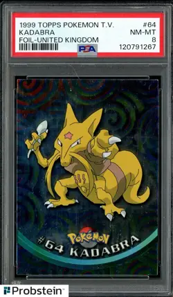 1999 Topps Pokemon T.V. Foil United Kingdom #64 Kadabra PSA 8 NM-MT - Image 1