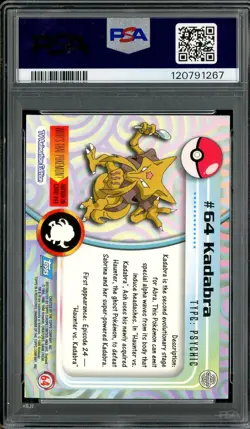 1999 Topps Pokemon T.V. Foil United Kingdom #64 Kadabra PSA 8 NM-MT - Image 2