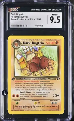 Pokemon Team Rocket 23/82 Dark Dugtrio 1st Edition 2000 Rare CGC 9.5 MINT+ - Image 2