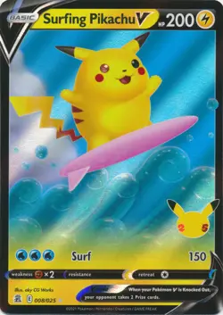 Surfing Pikachu V Celebrations LP-NM Pokemon TCG - Image 1