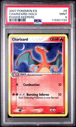 2007 POKEMON EX POWER KEEPERS #6 CHARIZARD-HOLO PSA 9 - Image 1