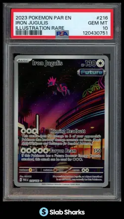 2023 POKEMON PARADOX RIFT #216/182 IRON JUGULIS ILLUSTRATION RARE PSA 10 - Image 1