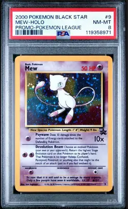 Pokemon 2000 Mew #9 WOTC Black Star Promo Holo PSA 8 NM-MT Swirl - Image 1