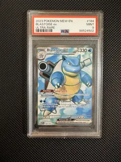 Pokemon TCG Blastoise EX Holo Ultra Rare Card Scarlet Violet-151 184/165 PSA 9 - Image 1