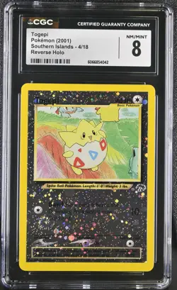 CGC 8 Togepi 2001 Southern Islands 4/18 Reverse Holo SWIRL Pokemon Card - Image 1