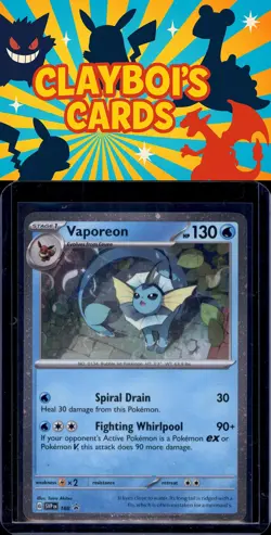 Vaporeon SV: Scarlet & Violet Promo Cards Pokemon 168 Promo NM+ - Image 1