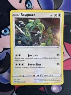 Rayquaza SWSH029 Holo Black Star Promo Pokemon Card LP - Image 1
