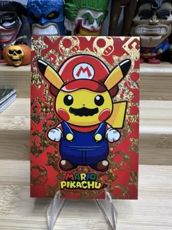 Mario Pikachu Gold Holo Pokemon 2024 Card Database Merry Christmas - Image 1