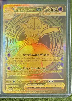 Pokemon Mega Gardevoir EX Gold Card Holo Rare 187/132 Mega Evolutions + 060/132 - Image 1