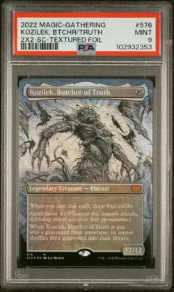 2022 MTG DOUBLE MASTERS 2022 SC-TEXTURED FOIL KOZILEK, BUTCHER OF TRUTH PSA 9 - Image 1
