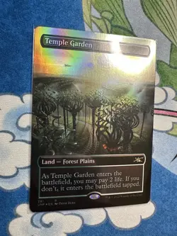 MTG Unfinity #281 Temple Garden Borderless Foil Rare Shock Land - Image 3