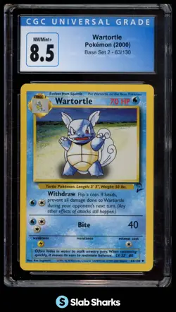 2000 POKEMON BASE SET 2 #63/130 WARTORTLE CGC 8.5 - Image 1