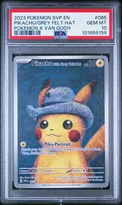 2023 POKEMON SVP EN-SV BLACK STAR PROMO #085 PIKACHU WITH GREY FELT HAT PSA 10 - Image 1