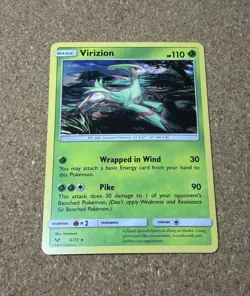 2017 Pokemon Virizion 8/73 Sun & Moon Shining Legends #8/73 Rare Holo TCG. - Image 1