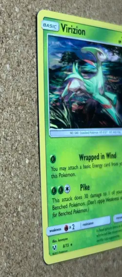 2017 Pokemon Virizion 8/73 Sun & Moon Shining Legends #8/73 Rare Holo TCG. - Image 3