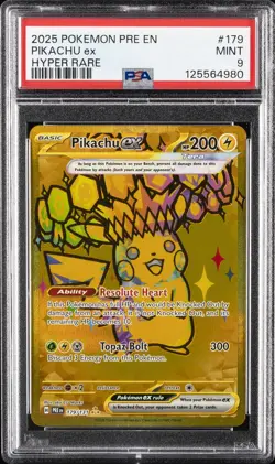 2025 POKEMON PRE EN-PRISMATIC EVOLUTIONS HYPER RARE #179 PIKACHU EX PSA 9 - Image 1