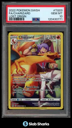 2022 POKEMON LOST ORIGIN #TG03/TG30 CHARIZARD FULL ART TRAINER GALLERY PSA 10 - Image 1