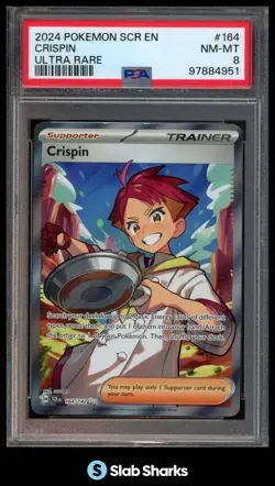 2024 POKEMON SV STELLAR CROWN - SCR EN #164/142 CRISPIN ULTRA RARE PSA 8 - Image 1