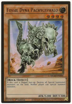 Yu-Gi-Oh! Fossil Dyna Pachycephalo Premium Gold Ultra Rare MGED-EN008 1st Ed NM - Image 1