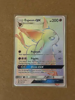 2017 Pokemon TCG Sun & Moon Espeon GX Rainbow Secret Rare Card 152/149 - Image 1