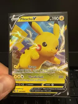 Pokemon TCG Pikachu v SWSH061 Full Art Holo Card Sword and Shield Promo - Image 1