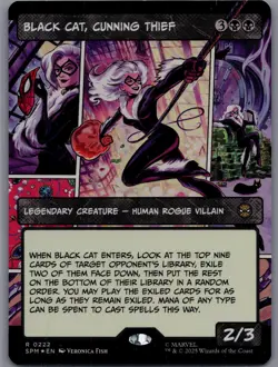Black Cat, Cunning Thief (Borderless) Foil - 0222 - Marvel's Spider-Man MTG NM/M - Image 1