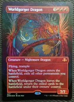 Magic: The Gathering MTG Domestic World Eating Dragon Borderless English Foil - Image 1