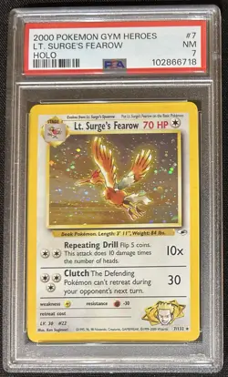 PSA 7 Lt. Surge's Fearow #7 Pokemon 2000 Gym Heroes Set - Image 1
