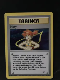 Misty Trainer Pokemon Gym Heroes 18/132 Holo Foil Rare Vintage Near Mint Swirl - Image 1