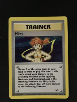 Misty Trainer Pokemon Gym Heroes 18/132 Holo Foil Rare Vintage Near Mint Swirl - Image 2