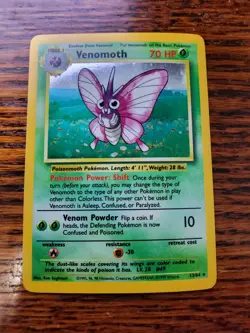 NO SYMBOL ERROR Pokemon Jungle Venomoth 13/64 Holo Rare LP! WOTC - Image 1