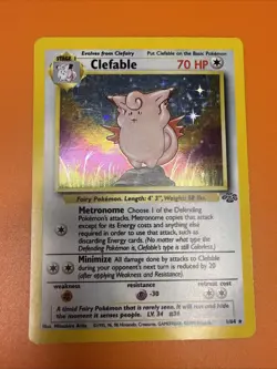 Pokemon TCG Clefable 01/64 Jungle Holo Unlimited LP Free Shipping - Image 2